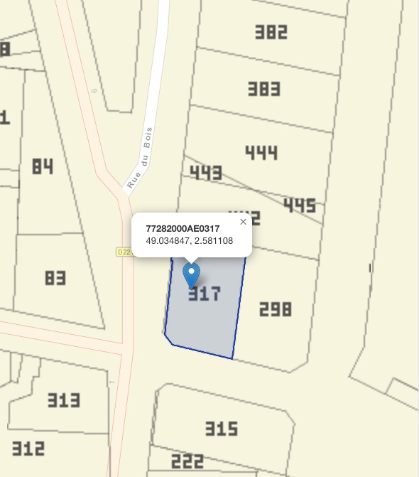 Parcelle à Mauregard · Seine-et-Marne tracée sur le plan cadastral officiel